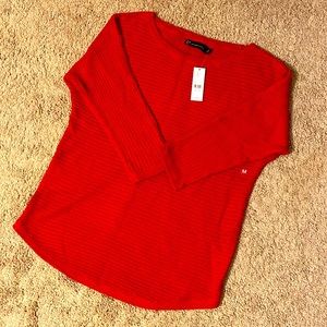 NWT NY&Co Red Waffle Sweater Size Medium
